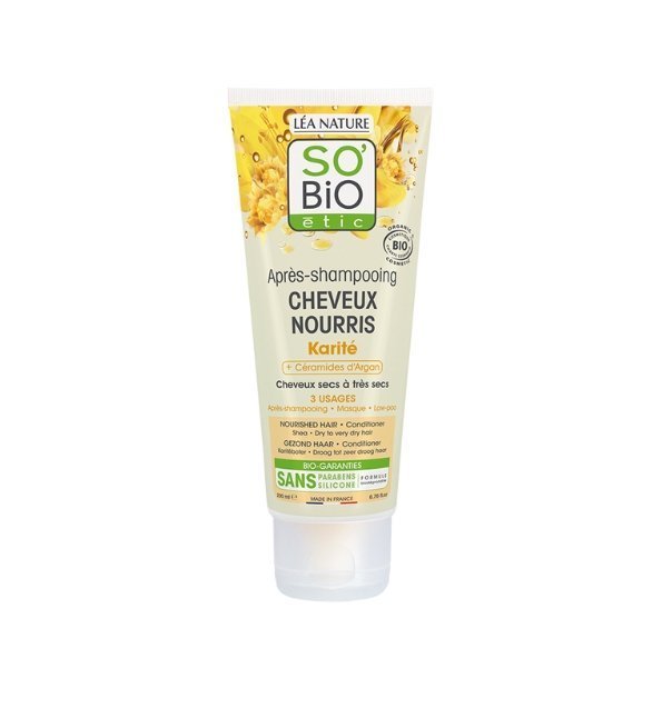 SO-BIO-APRES-SHAM-NOURRI-AU-BEURRE-KARITE-ET-CERAMIDE-DARGAN-200ML-1.jpg SO BIO APRES SHAMPOOING NOURRI AU BEURRE KARITE 200ML – Image 1
