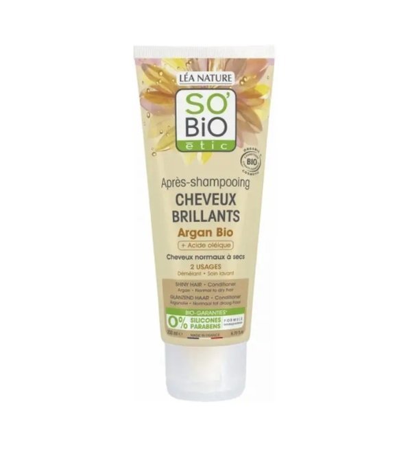 SO-BIO-APRES-SHAMPOOING-CHEVEUX-BRILLANT-ARGAN-200ML-1.jpg SO BIO APRES SHAMPOOING CHEVEUX BRILLANT ARGAN 200ML – Image 1