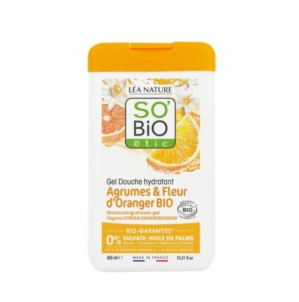SO BIO GEL DOUCHE AGRUMES FLEURS D&rsquo;ORANGER 450ML