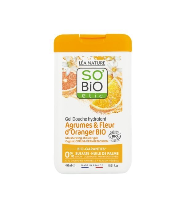 SO-BIO-GEL-DOUCHE-AGRUMES-FLEURS-DORANGER-450ML-1.jpg SO BIO GEL DOUCHE AGRUMES FLEURS D’ORANGER 450ML – Image 1