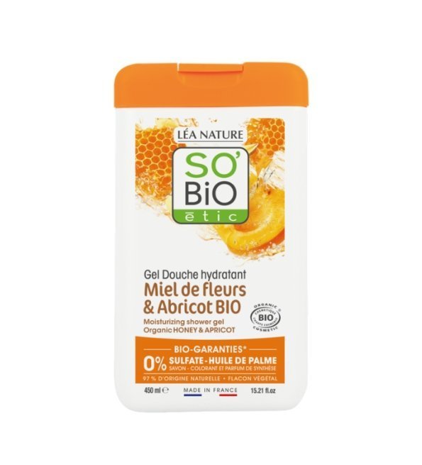 SO-BIO-GEL-DOUCHE-MIEL-DE-FLEURS-ET-ABRICOT-450ML-1.jpg SO BIO GEL DOUCHE MIEL DE FLEURS ET ABRICOT 450ML – Image 1