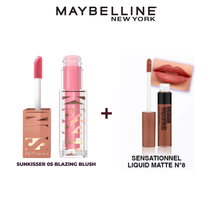 SUNKISSER-05-LIQUID-MATTE-8.png Maybelline Sunkisser 05 Blazing Blush 4.7ml + Sensational Liquid N08 Pack – Image 1