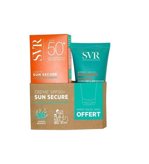 SVR-SUN-SECURE-PACK-1.jpg SVR ECRAN SUN SECURE CREME SPF 50ML = LAIT APRES SOLEIL 50ML OFFERT – Image 1