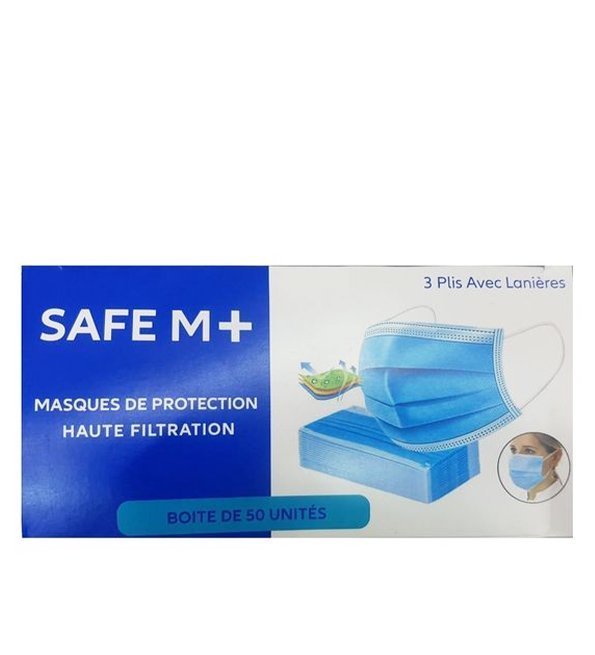 Safe-M-Maques-de-Protection-Haute-Filtration-50-pieces-1.jpg Safe M+ Maques de Protection Haute Filtration – 50 Piéces – Image 1