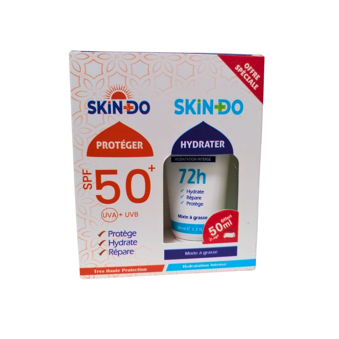 Skindo-duo-pack-Ecran-solaire-InvisibleCreme-hydratante-Pmg-1-1.png Skindo Ecran Solaire Invisible + Creme hydratante Peaux mixtes a grasses – Image 1