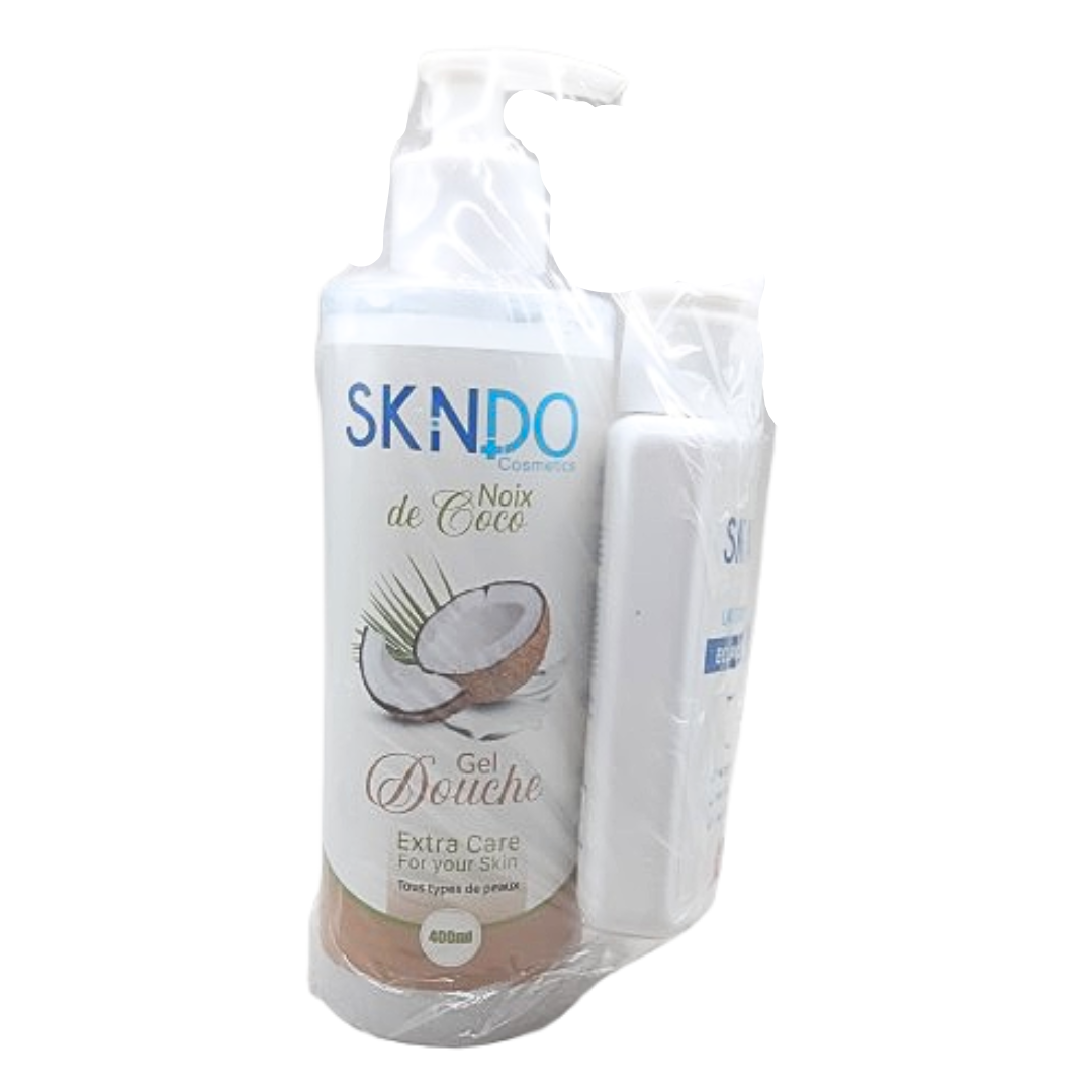Skindo-duo-pack-gel-douche-de-coco-400mllait-corporel-125ml.png Skindo Duo Pack Gel Douche De Coco 400ml+Lait Corporel 125ml – Image 1