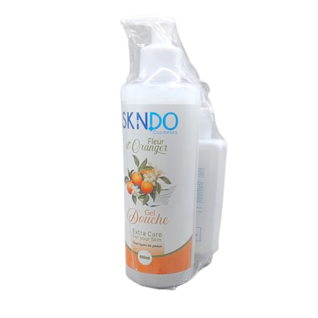 Skindo-duo-pack-gel-douche-fleur-dorange-400mllait-corporel-125ml.png Skindo Duo Pack Gel Douche Fleur D’orange 400ml+Lait Corporel 125ml – Image 1
