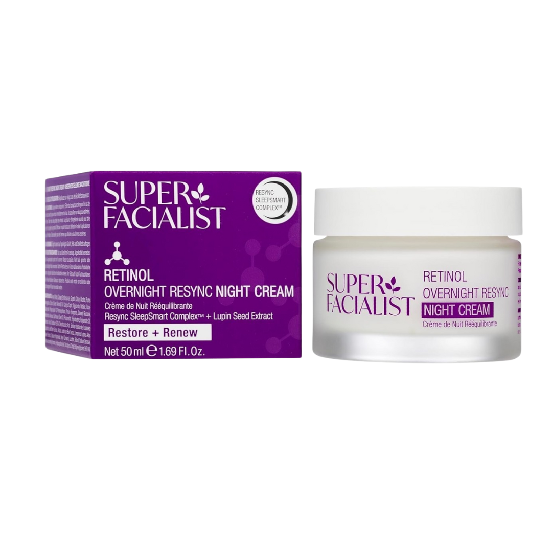 Super-Facialist-RetinolRenew-Creme-de-Nuit-Rerquilibrante-50ml.png Super Facialist Retinol+ Renew Overnight Resync Night Cream 50ml – Image 1