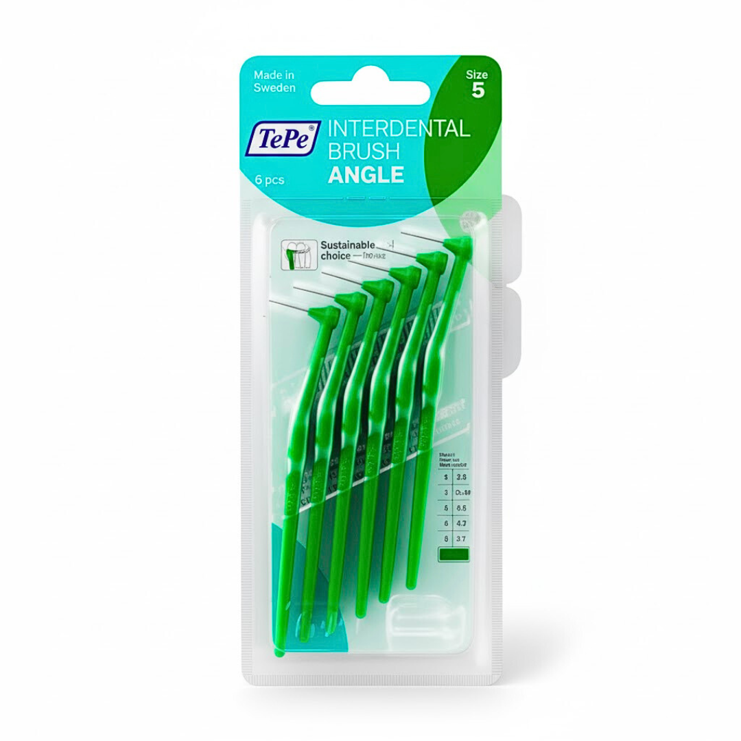 Tepe-Idb-Angle-Vert-0.8mm-Taille-5-6pcs.png Tepe Interdental Brush Angle Vert 0.8mm Taille 5 -6 Pieces – Image 1