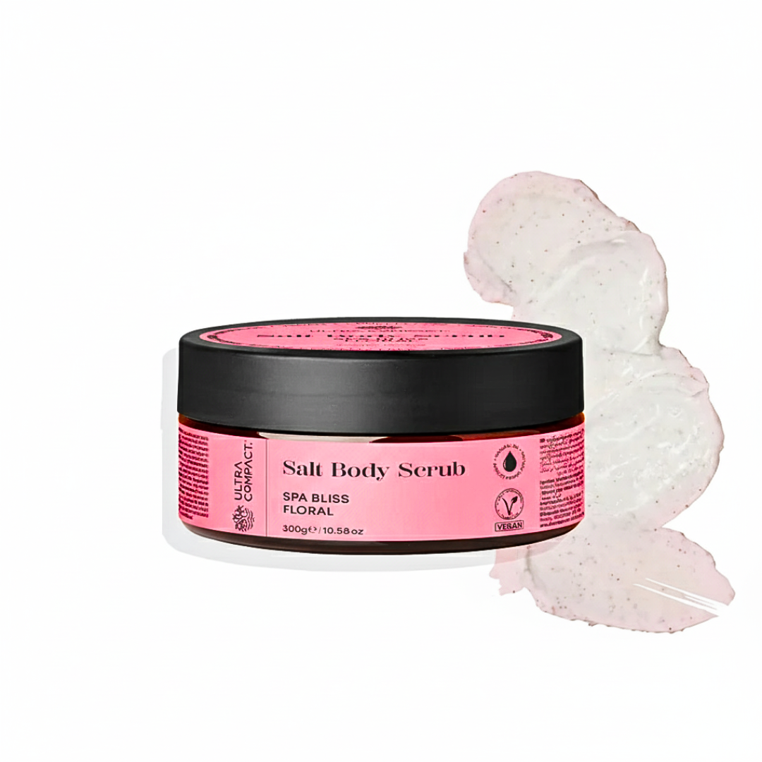 Ultra-Compact-Body-Scrub-SPA-Bliss-Floral-300g-1.png Ultra Compact Body Scrub SPA Bliss Floral 300g – Image 1