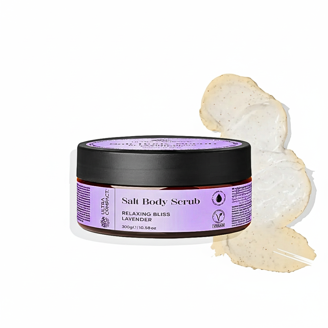 Ultra-Compact-Body-Scrub-SPA-Bliss-Floral-300g.png Ultra Compact Body Scrub Relaxing Bliss lavande 300g – Image 1