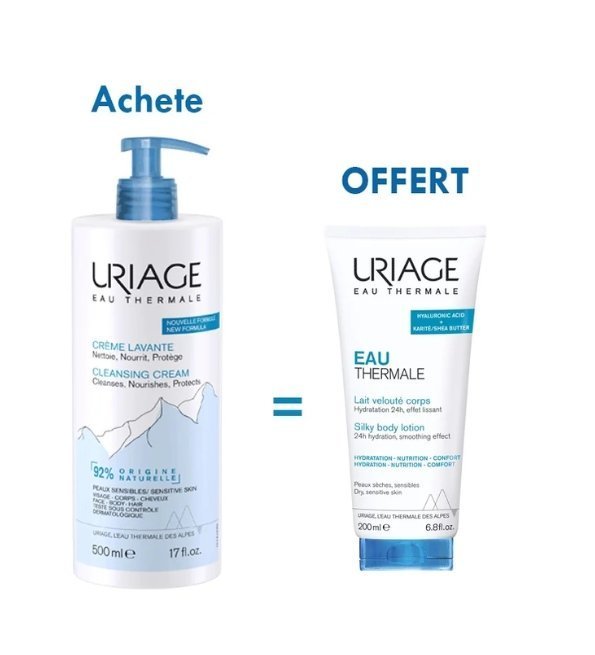 Uriage-Eau-thermale-Creme-lavante-500ml-Lait-Veloute-200ml-OFFERT-1.jpg Uriage Eau thermale Crème lavante 500ml +Lait Veloute 200ml OFFERT – Image 1