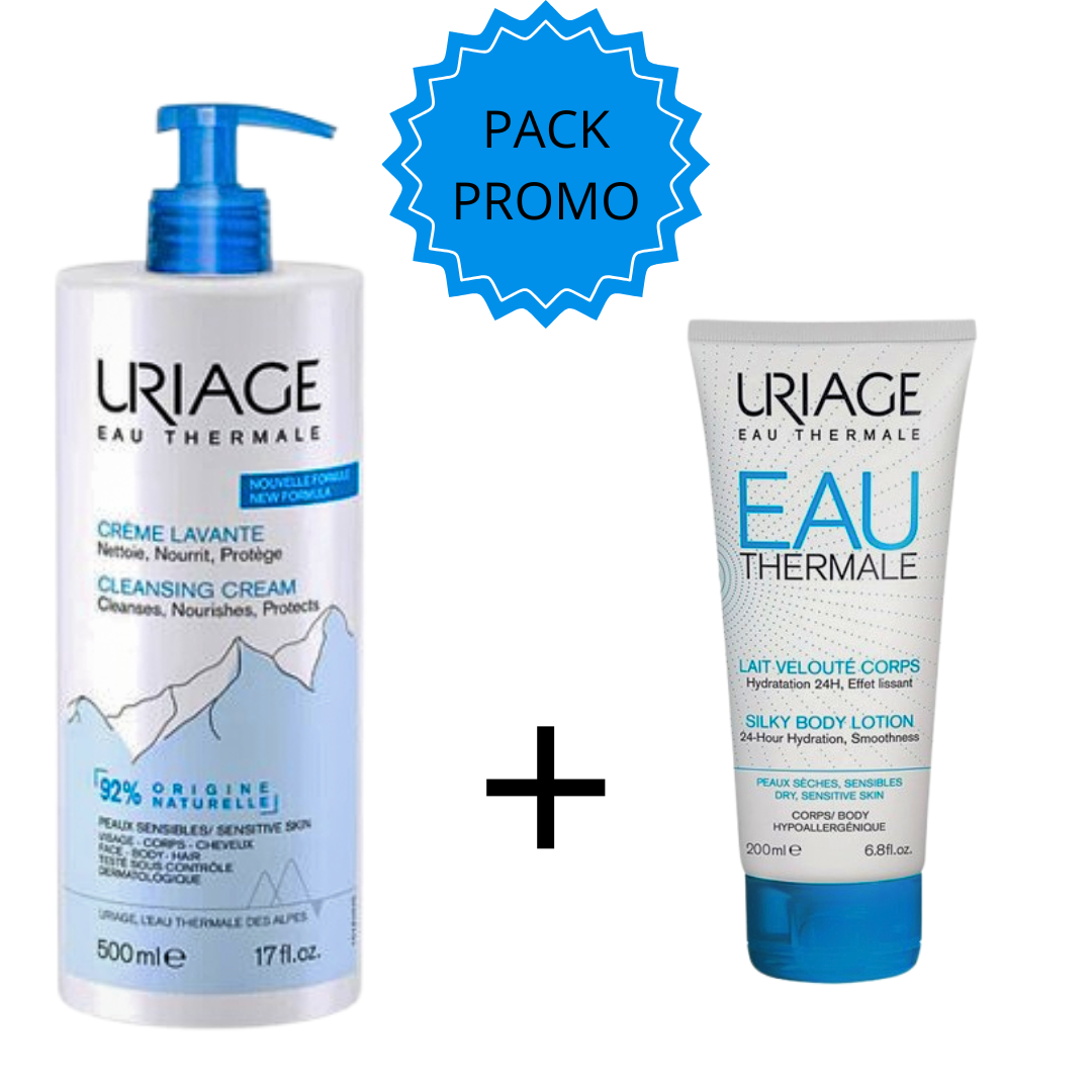 Uriage-Eau-thermale-duo-pack-Creme-lavante-500mlLait-veloute-200ml.png Uriage Eau Thermale Duo Pack Creme Lavante 500ml+Lait Veloute 200ml – Image 1