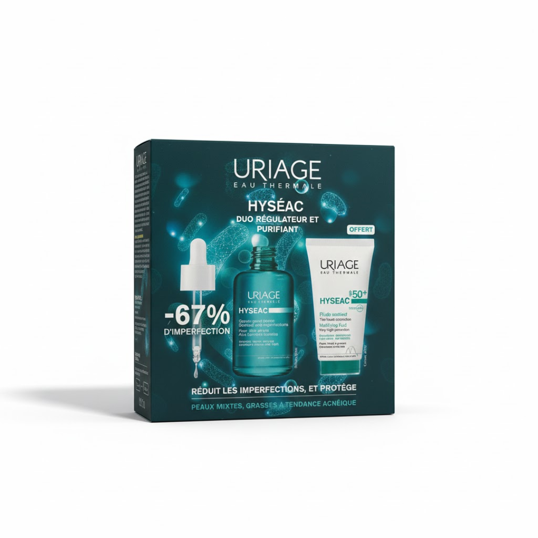 Uriage-Hyseac-Serum-Booster-30mlHyseac-spf50-50ml-pack.png Uriage Hyseac Serum Booster 30ml+Hyseac spf50+ 50ml pack – Image 1