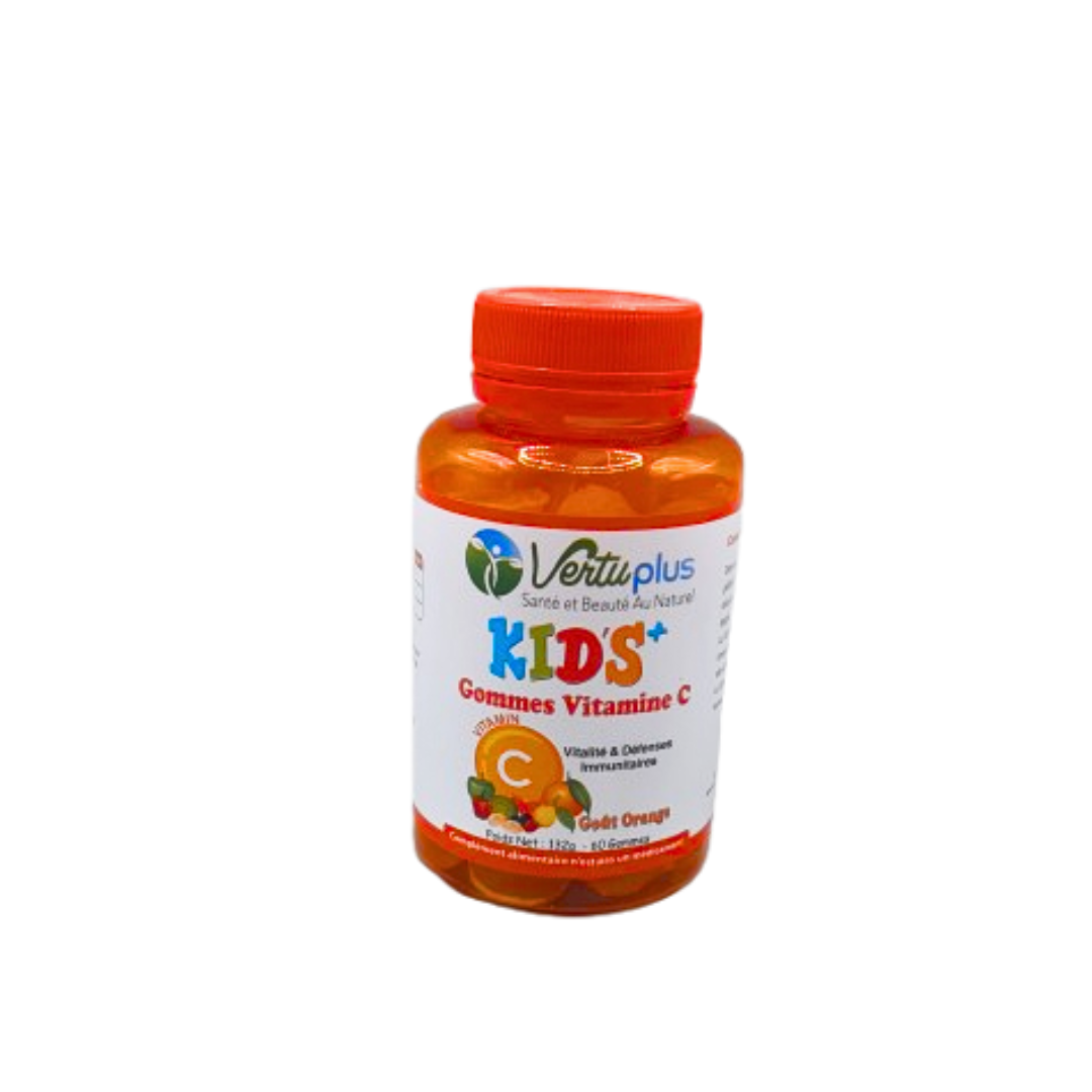 Vertu-plus-Kids-vitamine-C-Gout-orange-60-gommes.png Vertu Plus Kids+ Vitamine C Gout Orange 60 Gommes – Image 1