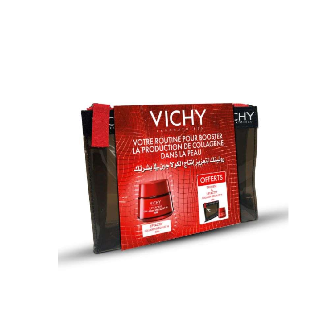 Vh-Liftactiv-Collagen-specialist-16-50mlCollagen-special-Ech-trousse.png Vichy Liftactiv Collagen Specialist 16 50ml + Collagen Special + Trousse – Image 1