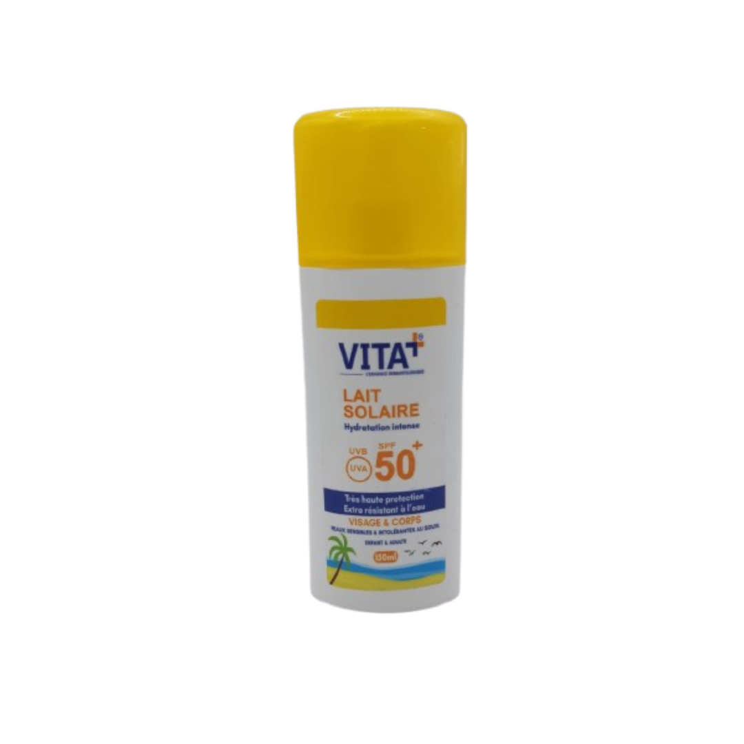 Vita-Lait-Solaire-spf50-150ml.png Vita+ Lait Solaire Spf50+ 150ml – Image 1