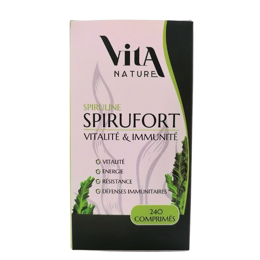 Vita-nature-spiruline-spirufort-240cmp-1.jpg Vita Nature Spiruline Spirufort 240 Comprimes – Image 1