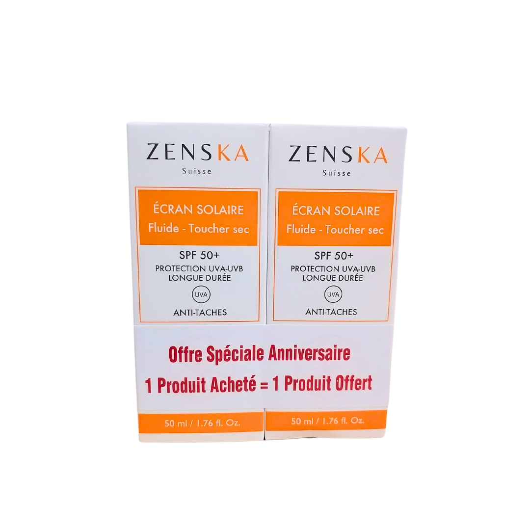 Zenska-ecran-solaire-Fluide-spf50-250ml-pack-1-1.png Zenska Ecran Solaire Fluide spf50+ 2*50ml PACK – Image 1