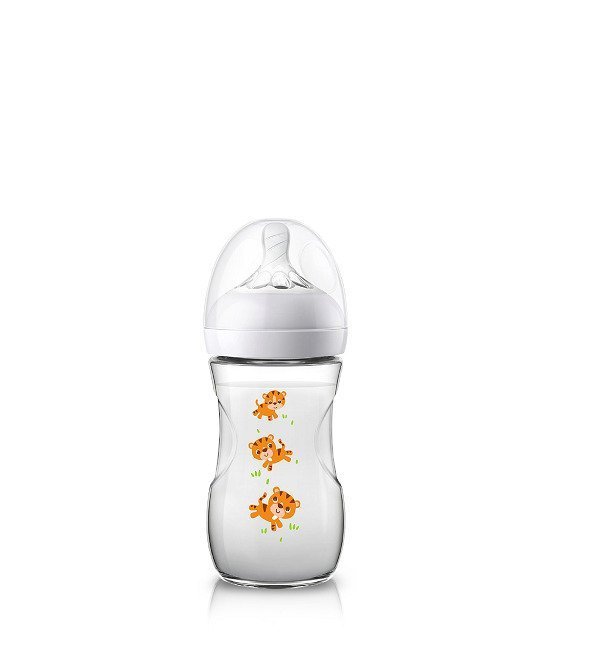 avent-biberon-animal-tigre.jpg AVENT NATURAL BIBERON DEBIT LENT DES 1 MOIS Tigre 260ML – Image 1