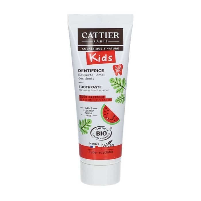 cattier-dentifrice-enfant-pasteque.jpg Cattier Dentifrice 2-6 ans Gout Pasteque 50ml – Image 1