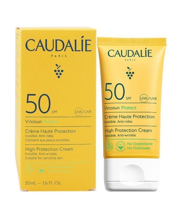 caudalie-vinosun-creme-spf50-1.jpg CAUDALIE VINOSUN PROTECT SPF 50+ CRème Très Haute Protection Invisible Anti-Rides 50ml – Image 1