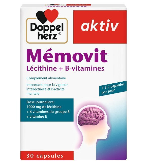doppel-herz-memovit-lecithine.jpg Doppel Herz Aktiv Mémovit Lécithine + B-vitamines 30 Capsules – Image 1