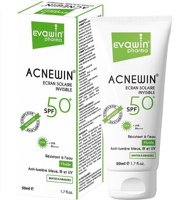 ecran-acnewin-evawin-50ml.jpg Acnewin Ecran Fluide Invisible spf50+ 50ml – Image 1