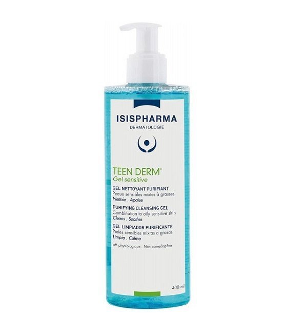 isis-teen-derm-gel-sensitive.jpg ISISPHARMA TEEN DERM Gel Nettoyant Purifiant sensitive 400ml – Image 1
