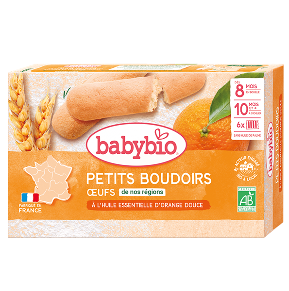 BABYBIO Petits Boudoirs à l&rsquo;huile Essentielle d&rsquo;orange Douce 120G