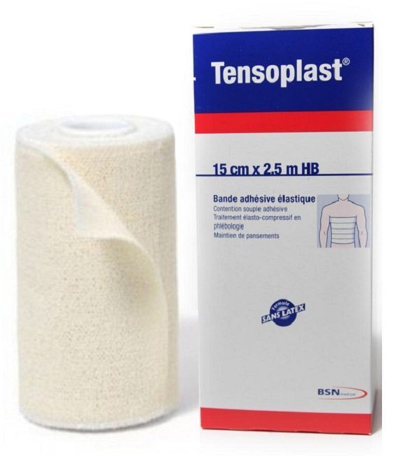 tensoplast-bande-adhesive-elastique2.5-15.jpg TENSOPLAST BANDE ADHÉSIVE ÉLASTIQUE 15CM x 2,5M – Image 1