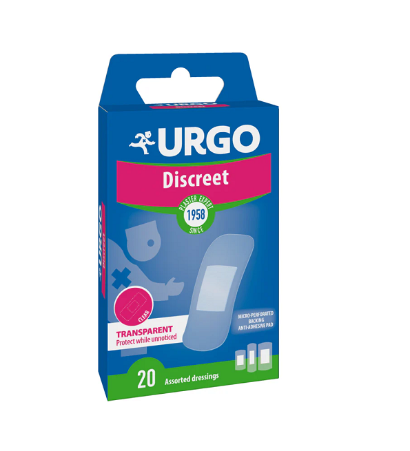 urgo-discret-boite-de20-1.png Urgo Discret Transparent 20 Pansements – Image 1